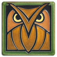Motawi Owl in Green Oak - 4x4 - Artisan's Bench