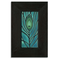 Motawi Peacock Feather in Dark Ocean - 4x8 - Artisan's Bench