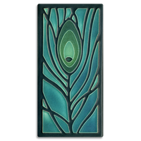 Motawi Peacock Feather in Dark Ocean - 4x8 - Artisan's Bench