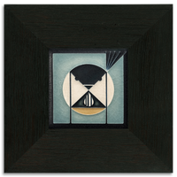 motawi seed bandit chickadee tile grey blue 4x4 framed
