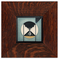 motawi seed bandit chickadee tile grey blue 4x4 framed
