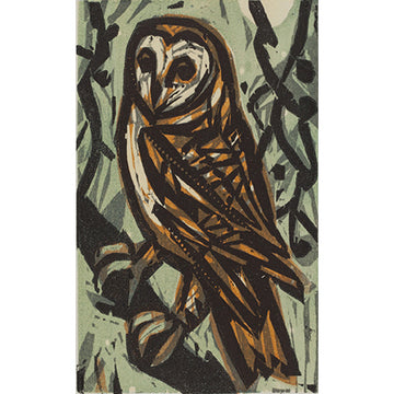 Solemn Owl 11x14 | Woodblock Print