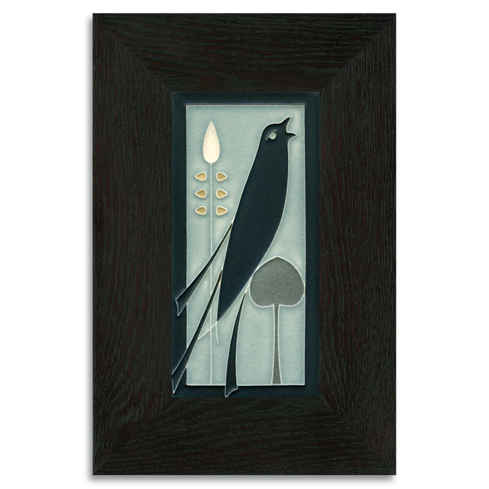 Motawi Songbird (Facing Right) in Grey Blue - 4x8 - Artisan's Bench