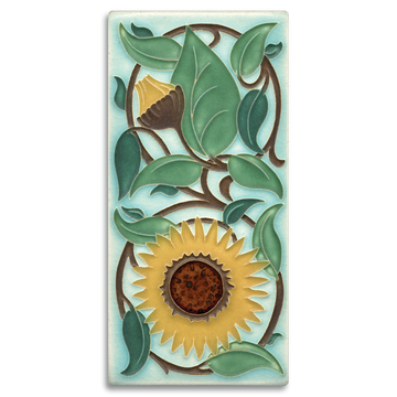 Motawi Sunflower in Light Blue - 4x8 - Artisan's Bench