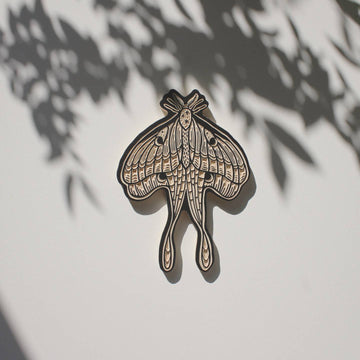 9" Luna Moth Carved Wall Hanging