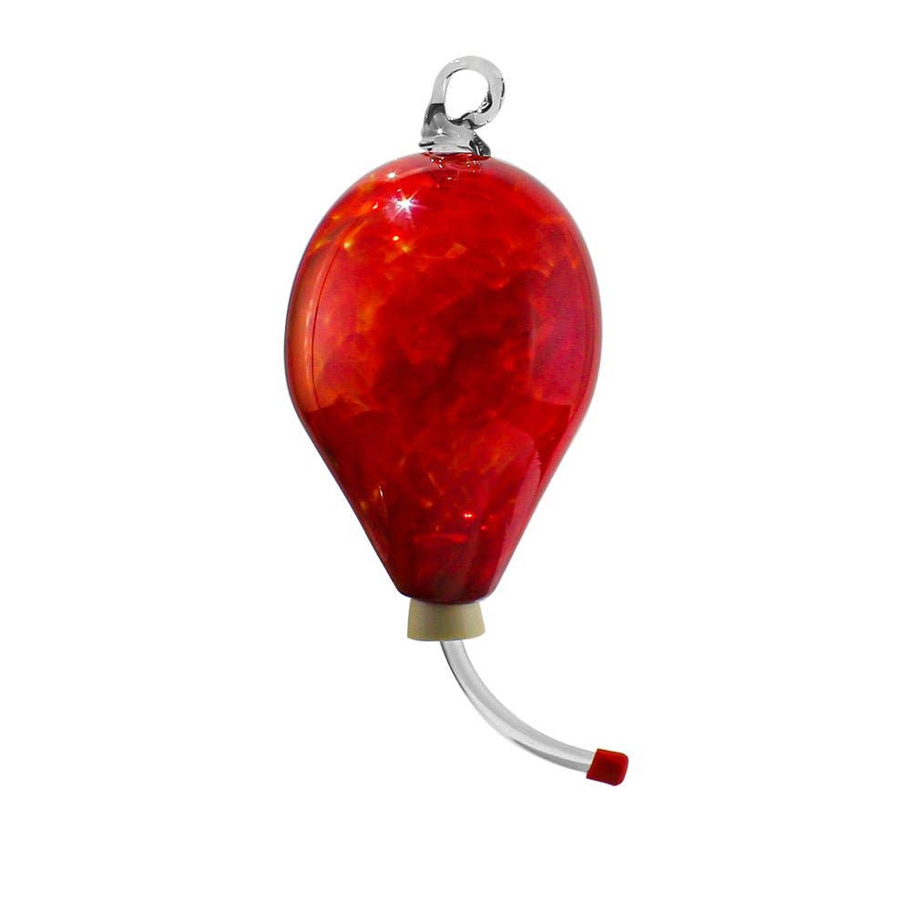 Glass Hummingbird Feeder | Red