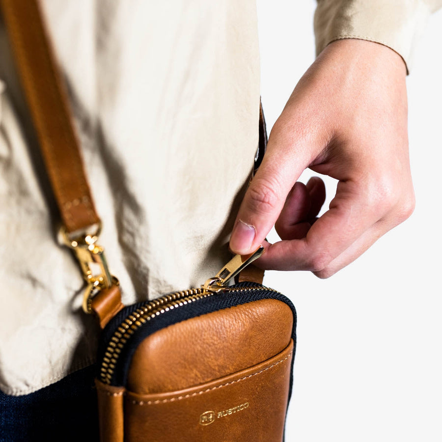 Route Leather Crossbody Bag | Saddle