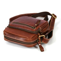 Leather Flight Crossbody Bag with Front Zipper