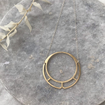 Brass Circle Cutout Necklace