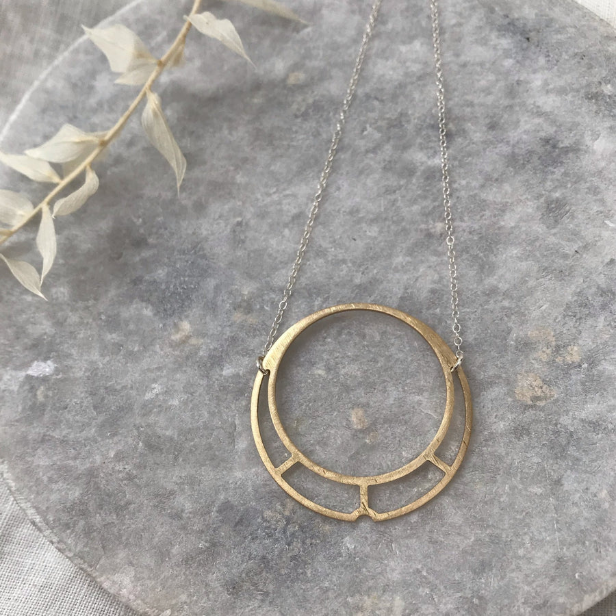 Brass Circle Cutout Necklace