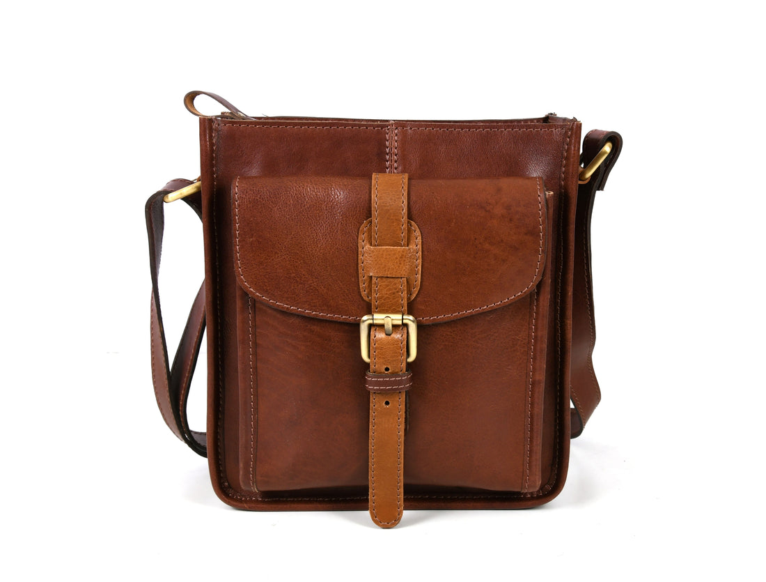 Leather Flight Crossbody Bag | Chestnut Brown
