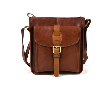 Leather Flight Crossbody Bag | Chestnut Brown