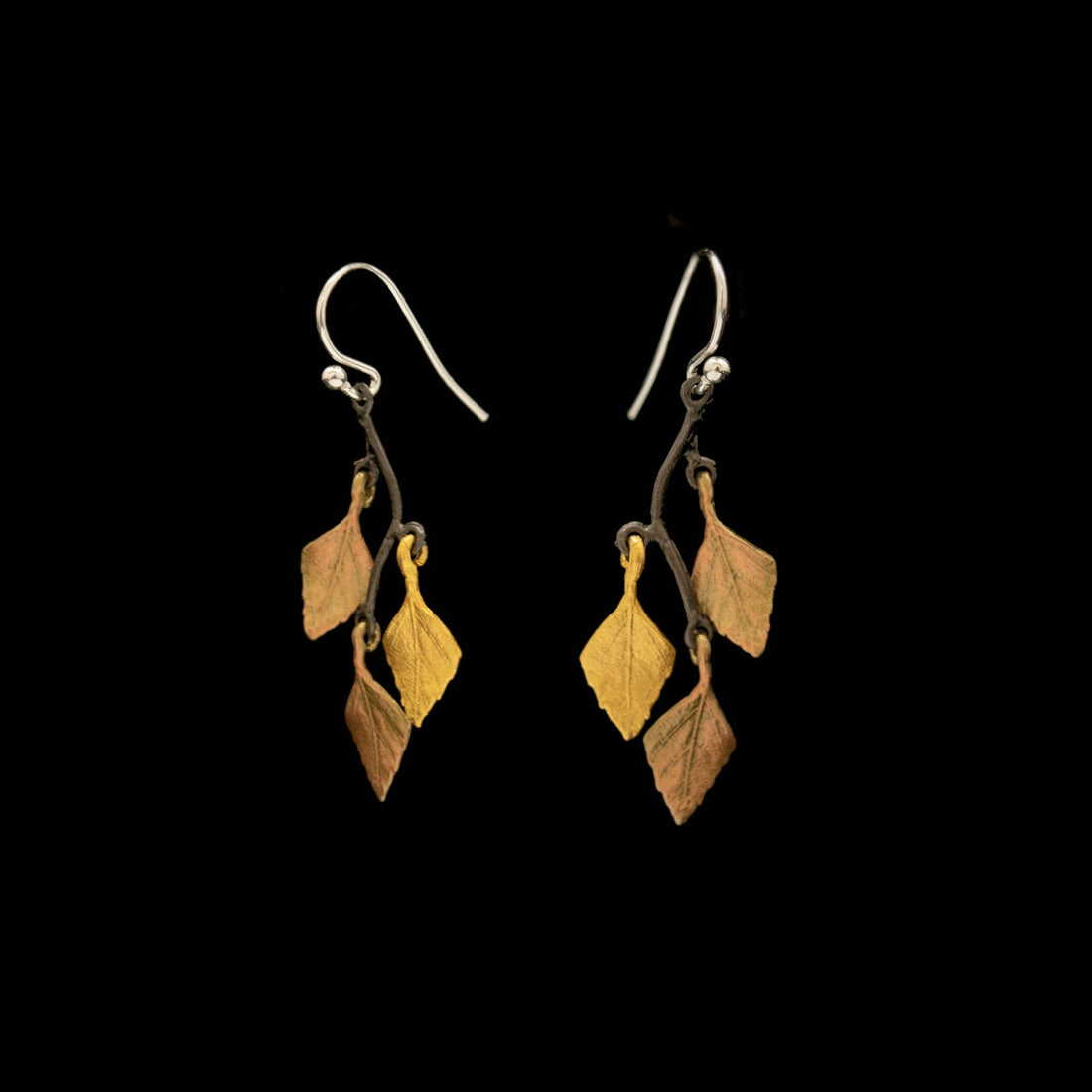 Autumn Birch 3 Leaf Earrings | Small