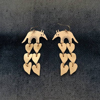 Armadillo & Hearts Brass Earrings
