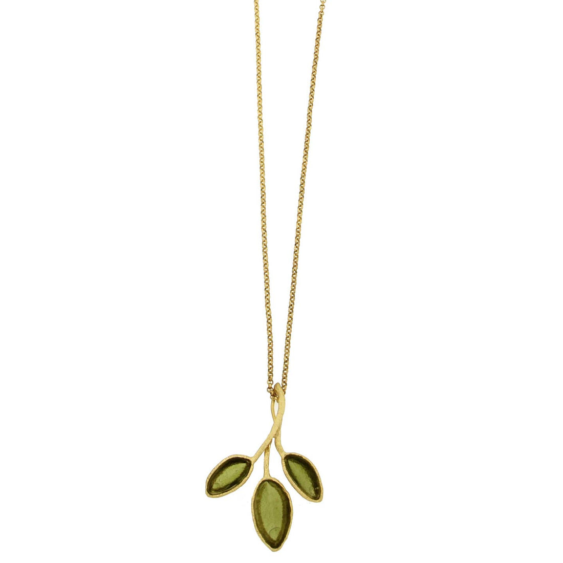 Large Sage 3 Leaf Necklace | Dark Green