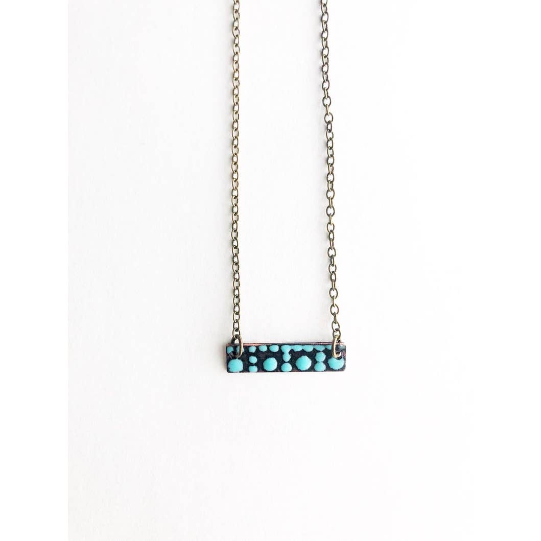 Aqua & Copper Rectangle Necklace