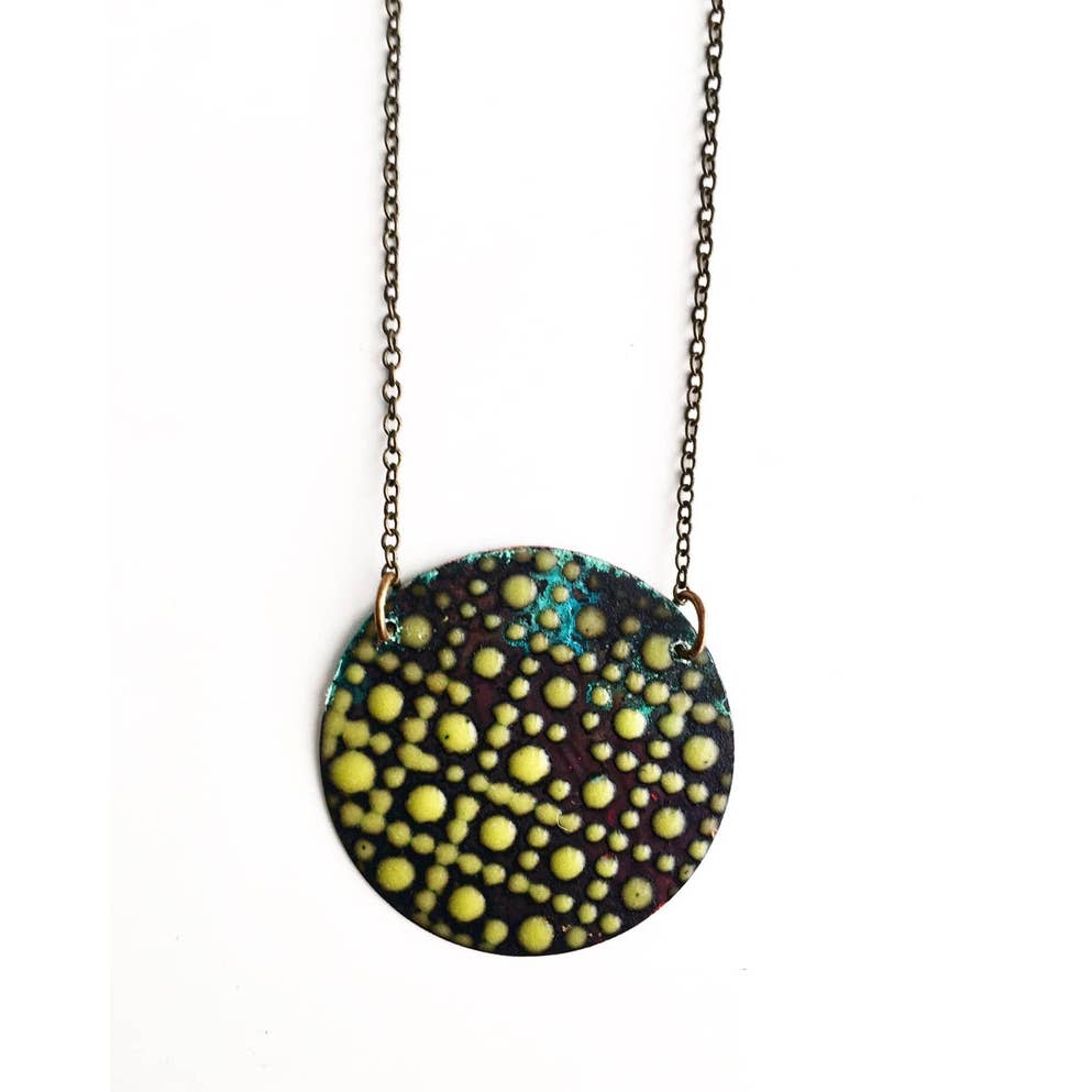 Green & Aqua Enamel Dots Circle