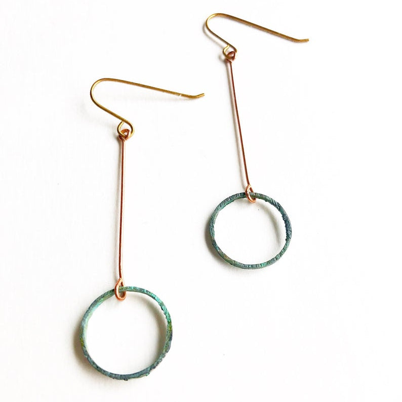 Aqua Patina Drop Circle Earring