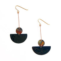 Black & Heat 1/2 Moon Circle Earrings