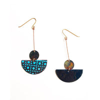 Black & Heat 1/2 Moon Circle Earrings