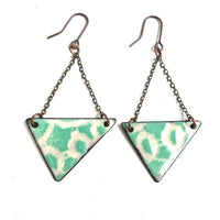 Aqua & Cream Triangle Dangle Earrings