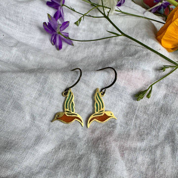 Hummingbird Stained Glass Earrings