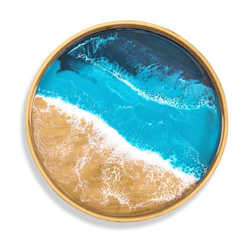 Round Bamboo Serving Tray | Ocean Vibes