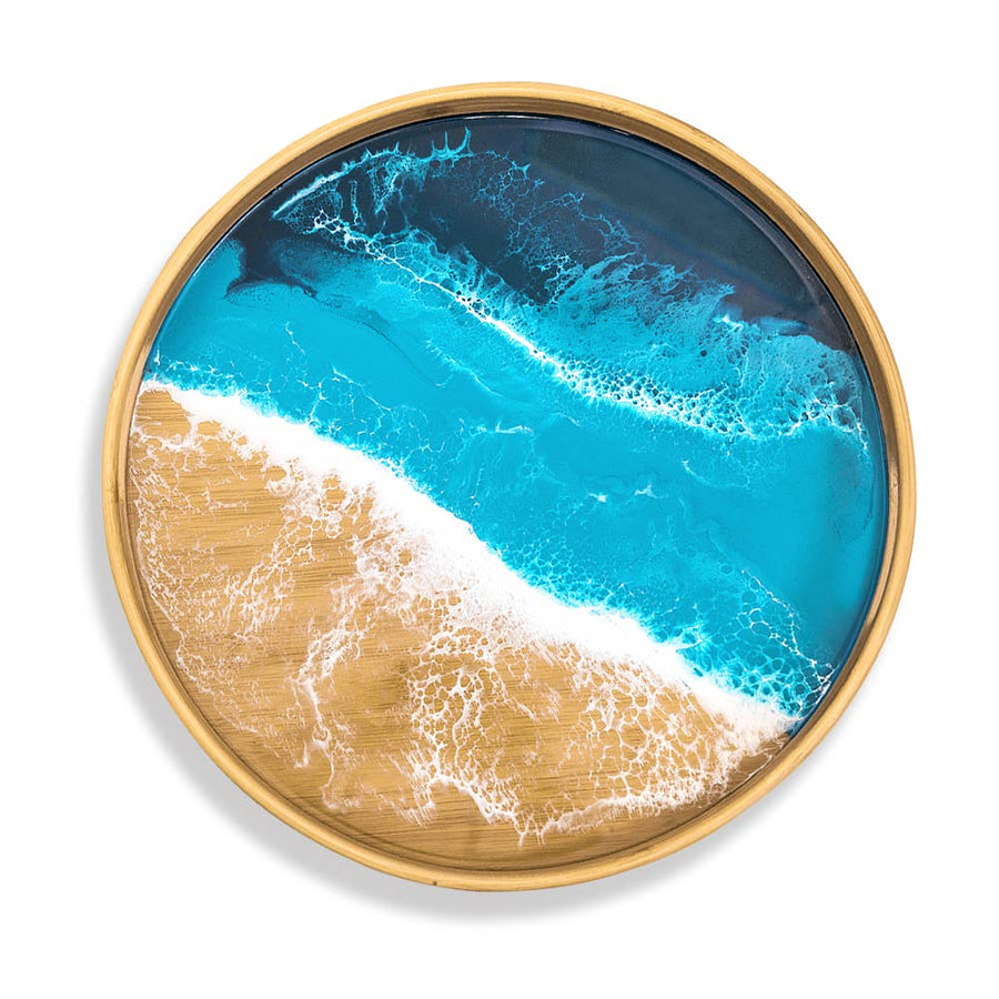 Round Bamboo Serving Tray | Ocean Vibes