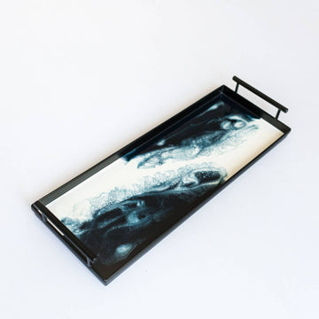 Resin Black Rectangle Tray | Navy White