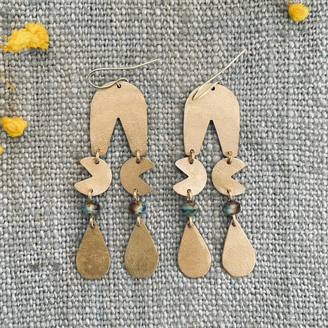 Brass Bead Seahorse Earrings
