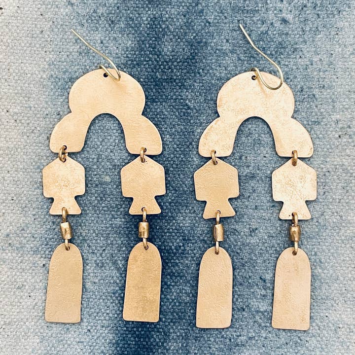 Hammered Brass Fish Earrings