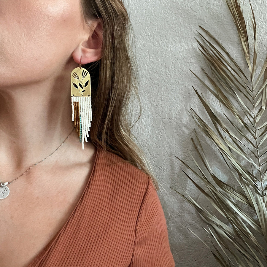 Flourish Earrings | Bone