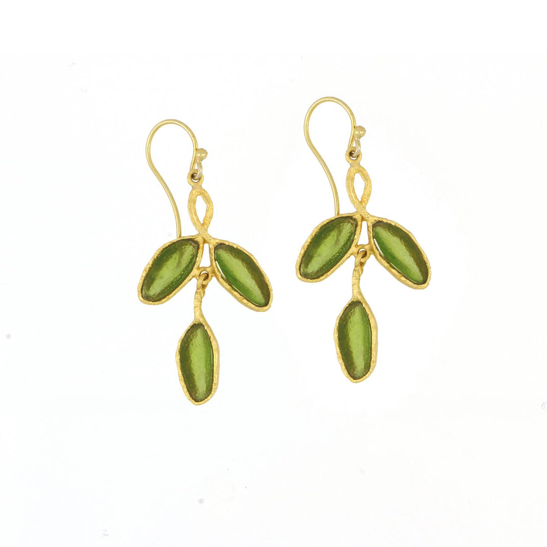 Sage 3 Leaf Earrings | Dark Green