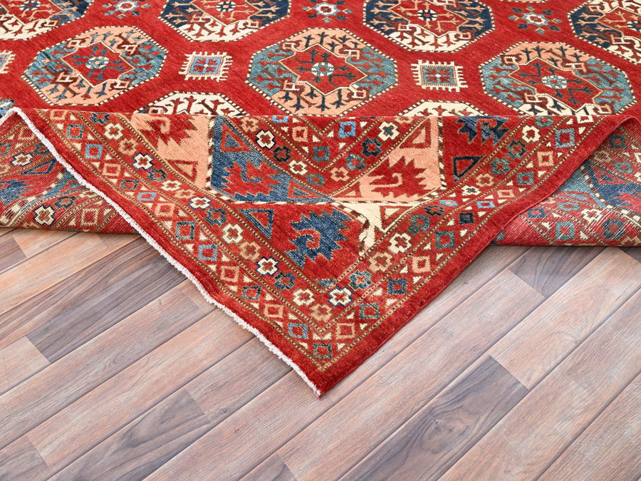 9'1" x 11'8" | Red Afghan | Wool | 210000023725