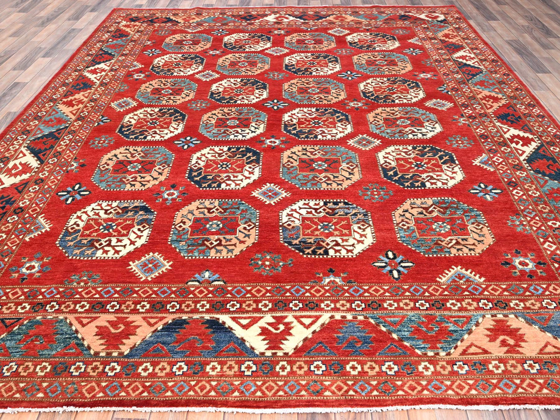 9'1" x 11'8" | Red Afghan | Wool | 210000023725