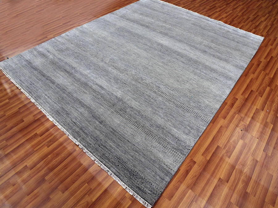 8'0" x 10'2" | Ash Grey Grass | Wool and Silk | 26875