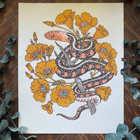 Snake & Poppies 8x10 | Giclee Print