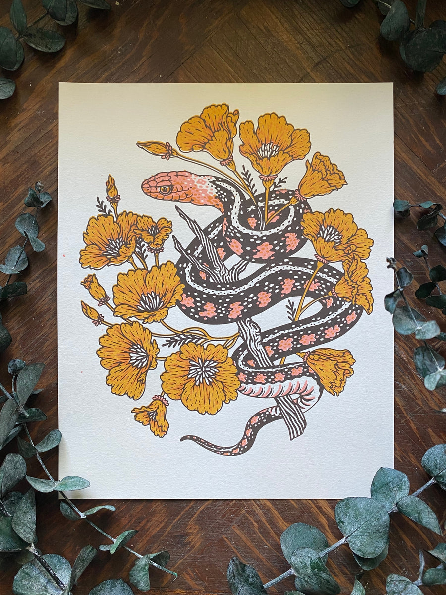 Snake & Poppies 8x10 | Giclee Print