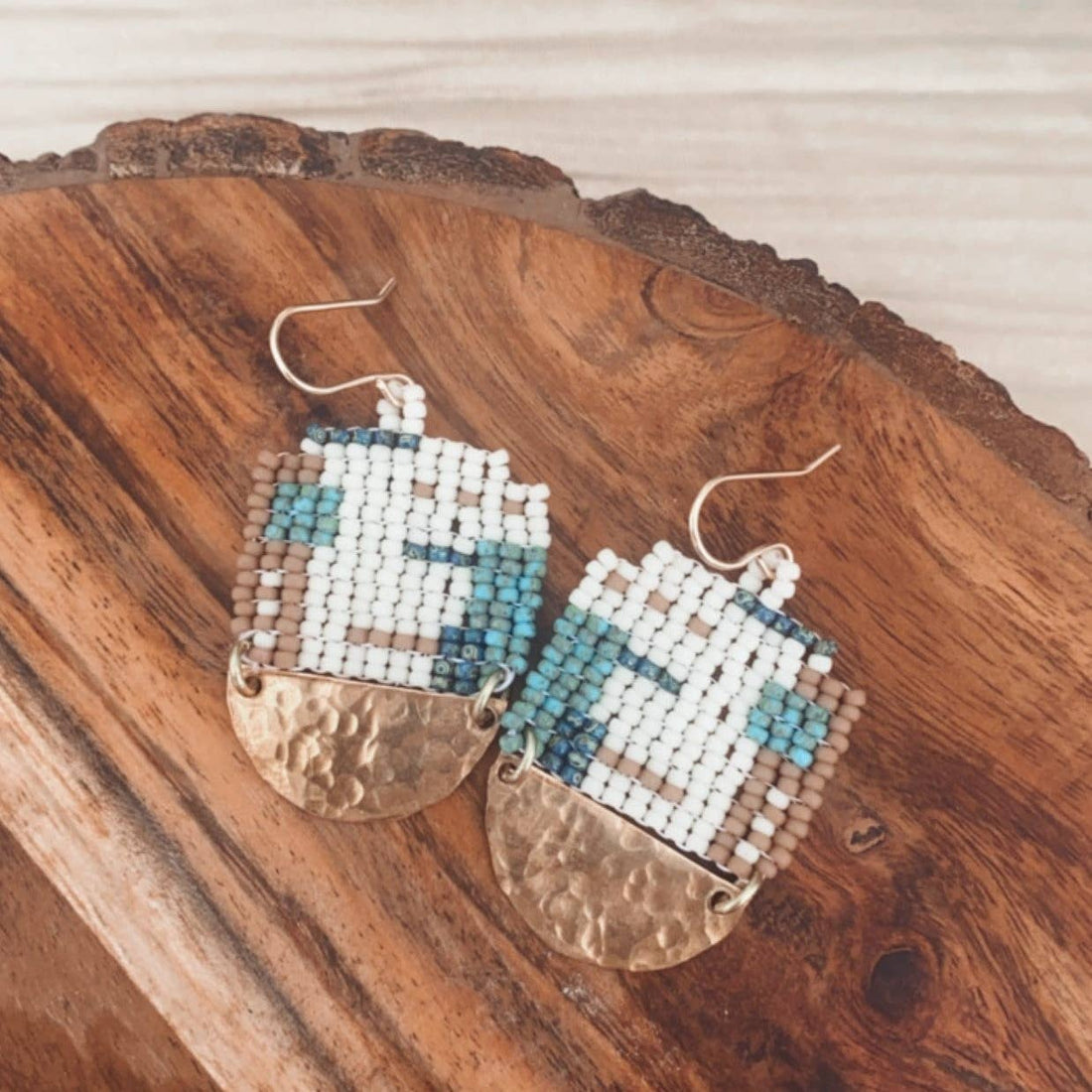 Brass Moon Earrings | Aqua