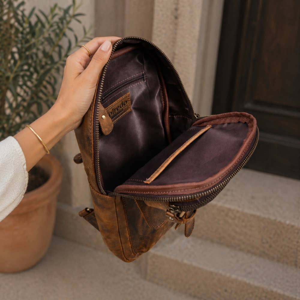 Distressed Leather Sling Bag
