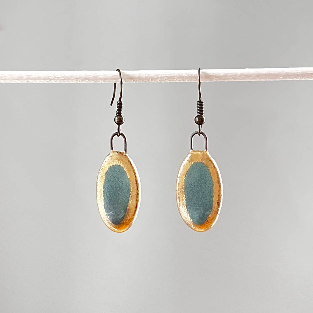 Turquoise & Gold Oval Earrings