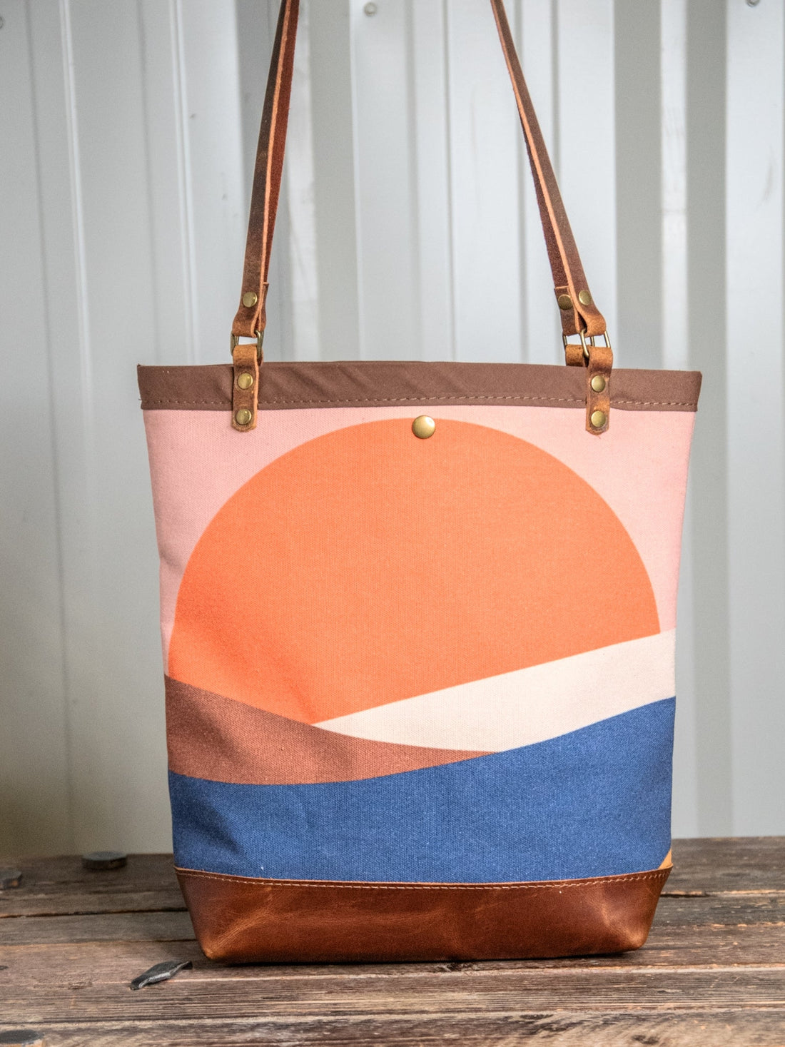 Canvas Leather Tote | Sunrise - The Artisan's Bench