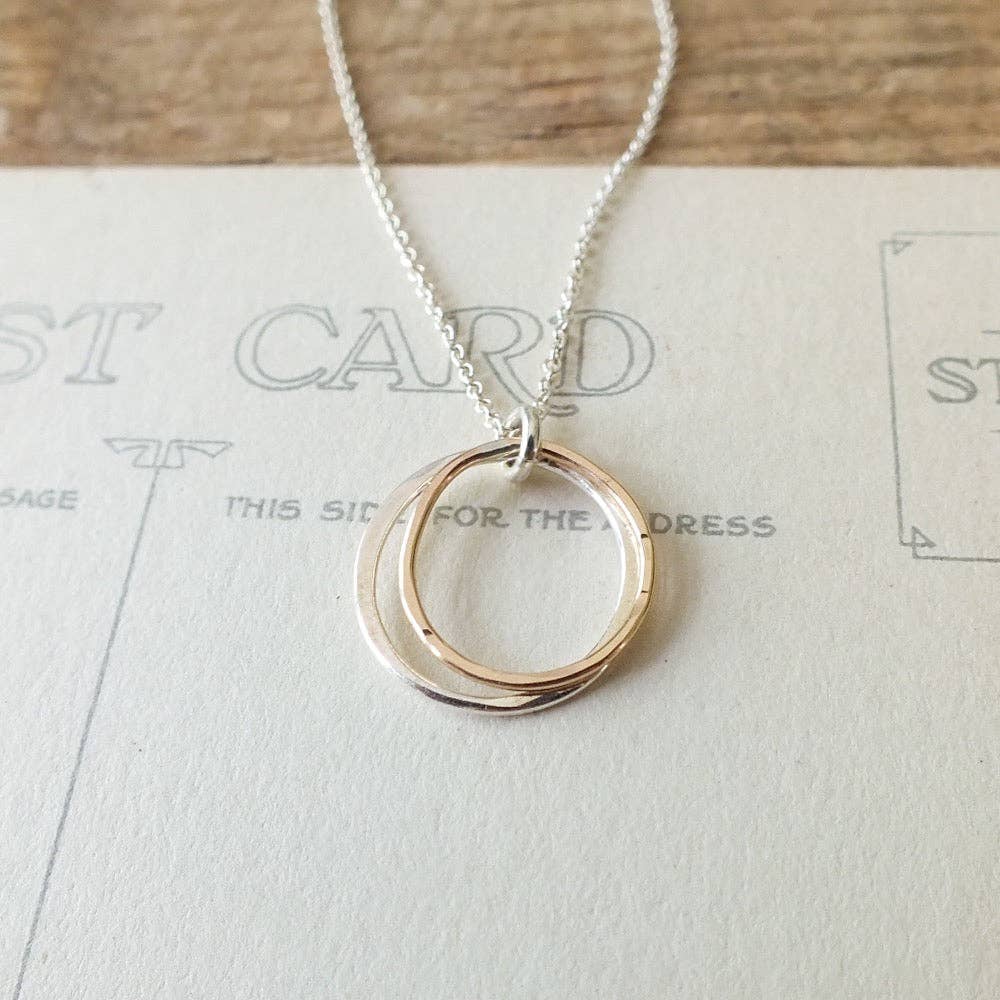 Friendship Circles Necklace | Mixed Metal Silver and Gold