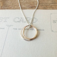 Friendship Circles Necklace | Mixed Metal Silver and Gold