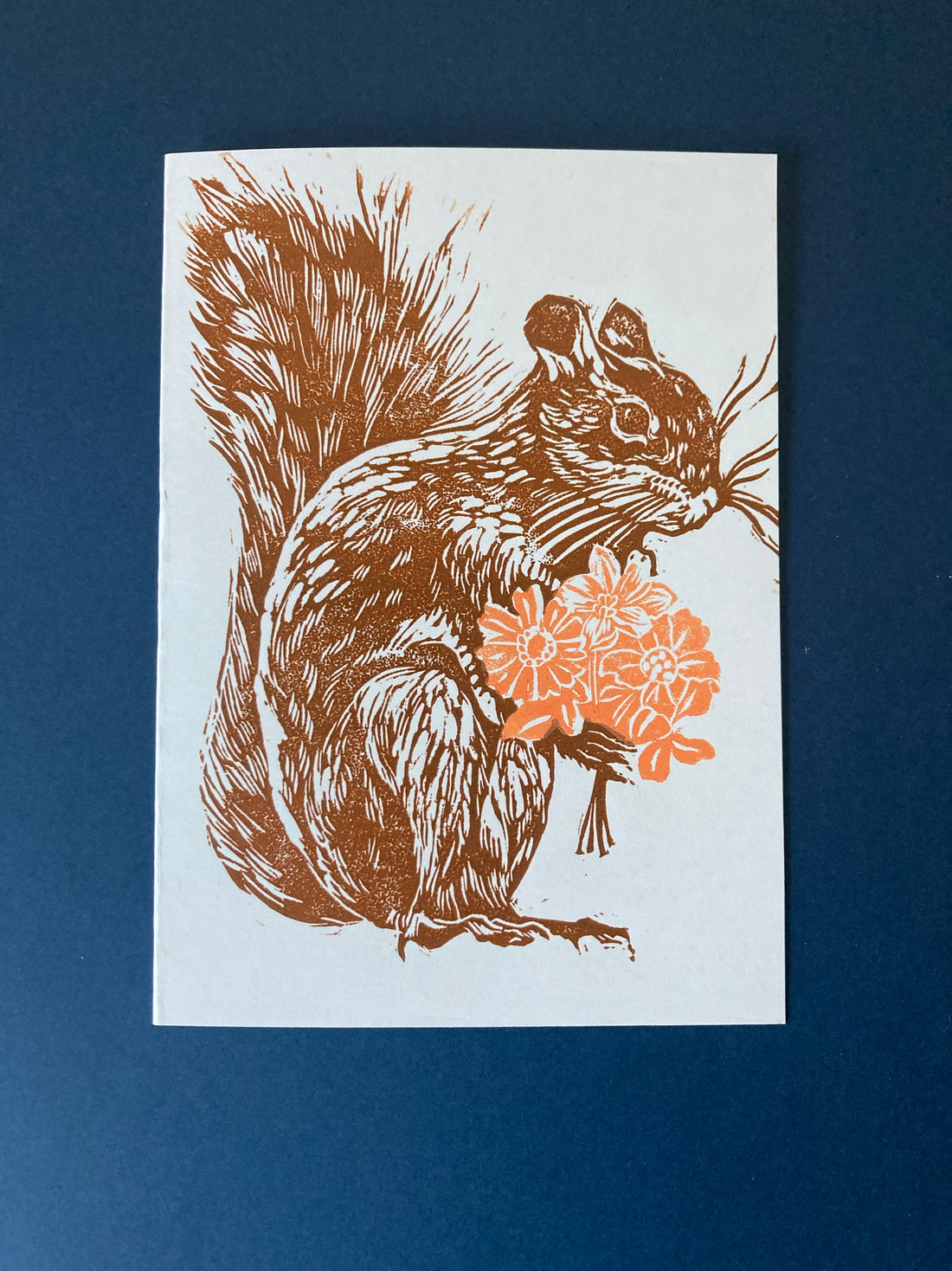 Squirrel Blockprint Card