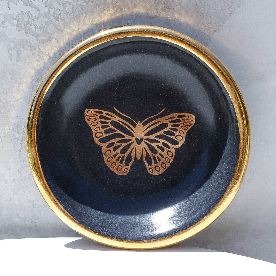 Gold Butterfly Ring Dish | Black