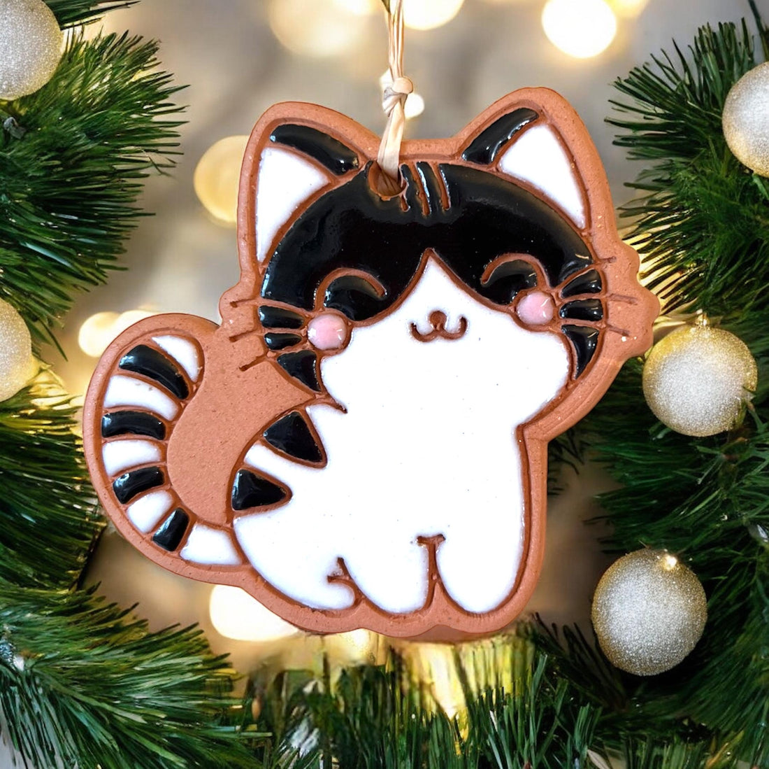 Kitty Cat Clay Ornament | Black
