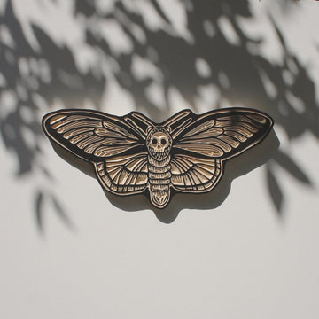 Death Head Moth Carved Wall Hanging