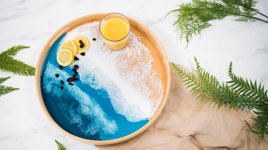 Round Bamboo Serving Tray | Ocean Vibes