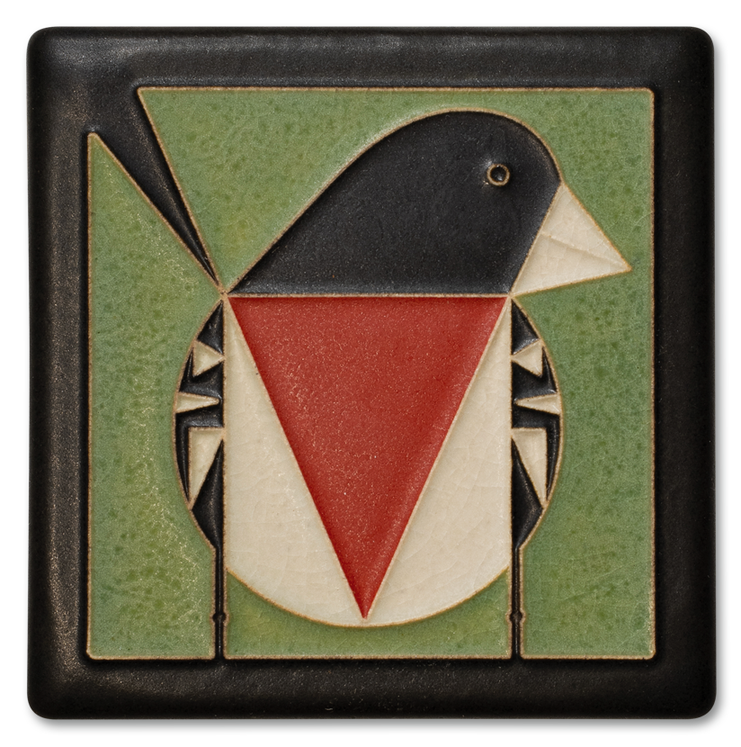 Motawi Rose-Breasted Grosbeak in Green - 4x4